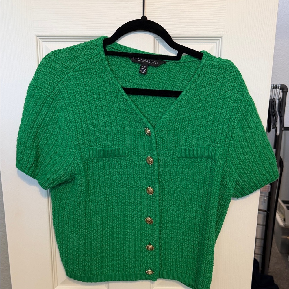 Margot Green V-Neck Sweater